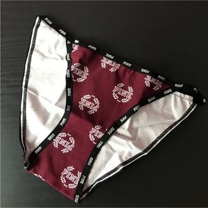 PINK Victoria's Secret Women's Burgundy Logo Cotton Bikini Panty